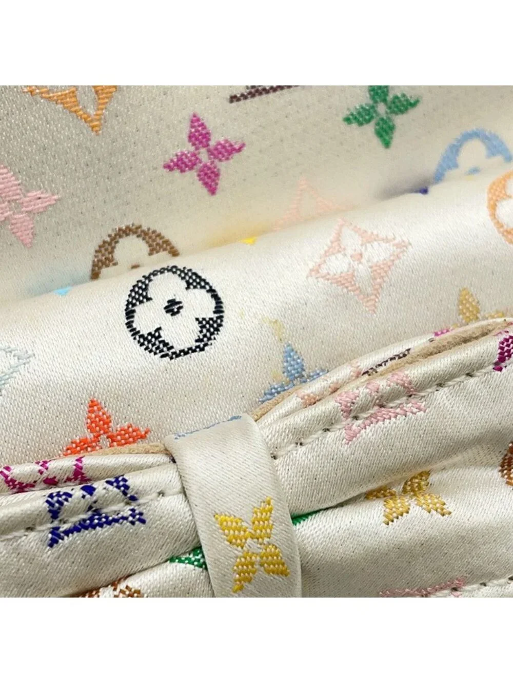 Louis Vuitton Handbag Monogram Multicolor Satin Abelia Bag White